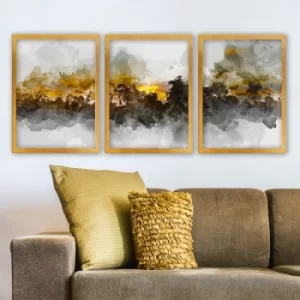 3AC168 Multicolor Decorative Framed Painting (3 Pieces)