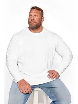 BadRhino Essential Plain Long Sleeve T-Shirt - White, Size 7-8Xl, Men