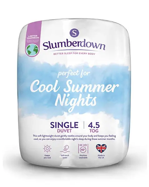 Slumberdown Slumberdown Summer Cool 4.5 Tog Duvet White DOUBLE AW02602