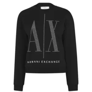 Armani Exchange Embellished Logo Sweatshirt - Black