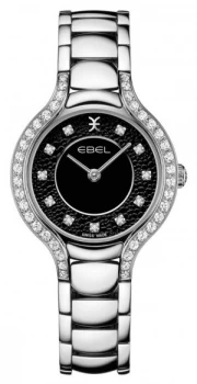 EBEL Womens Beluga Stainless Steel Bracelet Black Dial Watch
