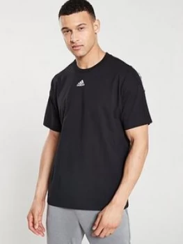 Adidas 3 Stripe Centre Logo T-Shirt - Black, Size S, Men