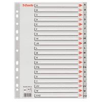 Esselte 100112 A4 A-Z Plastic Index Dividers - Grey (11 holes)