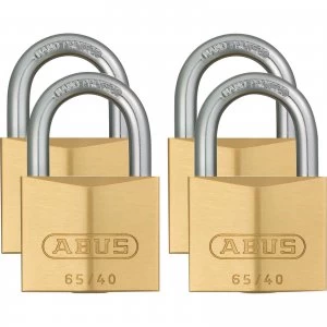 Abus 65 Series Compact Brass Padlock Pack of 4 Keyed Alike 40mm Standard