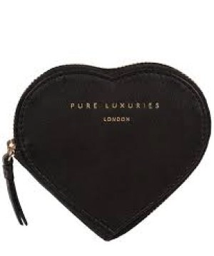 Pure Luxuries London Black 'Loughton' Leather Heart Coin Purse