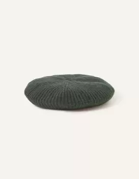 Accessorize Ribbed Knit Beret Green