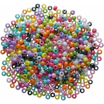 Pony Beads, Assorted Colours (Approx 500) - Artstraws