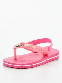Havaianas Baby Brasil Logo II Flip Flop Sandals - Pink, Size 5 Younger