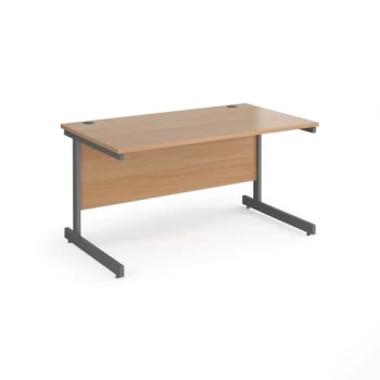 Office Desk 1400mm Rectangular Desk With Cantilever Leg Beech Tops With Graphite Frames Contract 25