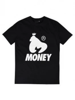Money Boys Black Label Logo Short Sleeve T-Shirt - Black, Size 14-15 Years