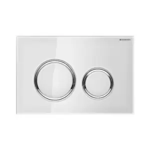 Geberit - Flush plate Sigma21 for dual flush, White glass/chrome (115.884.SI.1)