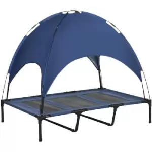 122cm Elevated Dog Bed Cooling Raised Pet Cot uv Protection Canopy Blue - Blue - Pawhut