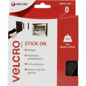 VELCRO VEL-EC60217 Hook-and-loop tape stick-on Hook and loop pad (L x W) 5000 mm x 20 mm Black 5 m