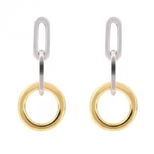 Open Circle Chain Link Yellow Gold Plating Drop Earrings E6223