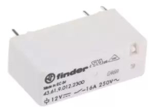 Finder, 12V dc Coil Non-Latching Relay SPNO, 16A Switching Current PCB Mount Single Pole, 43.61.9.012.2300
