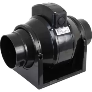 Airvent 100mm Mixed Flow Inline Extractor Fan Timer in Black ABS