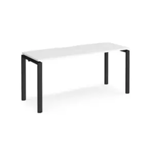 Bench Desk Single Person Starter Rectangular Desk 1600mm White Tops With Black Frames 600mm Depth Adapt