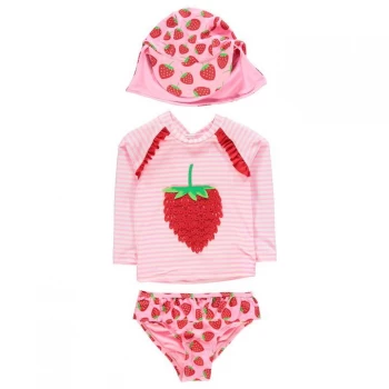 Crafted 3 Piece Swim Set Child Girls - Strawberry