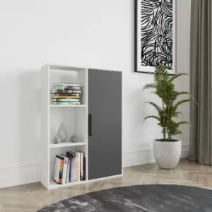 Decorotika - Patrick Multipurpose Standard Bookcase Bookshelf Shelving Unit Display Unit With Cabinet -White / Anthracite - White / Anthracite