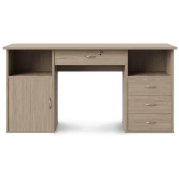 Dorelhome - Alphason Dallas Oak Effect Home Office Desk With Cupboard And Drawers Storage