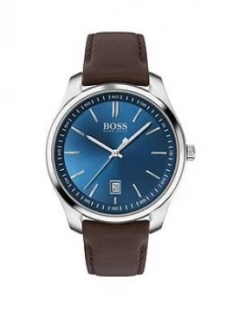 Boss Circuit Blue Date Dial Leather Strap Watch