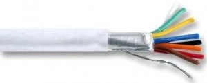 CQR White 0.182mm 8 Core 4 Pair Round Professional Screened Copper PVC Intruder Burglar Alarm Security Cable - 5 Meter