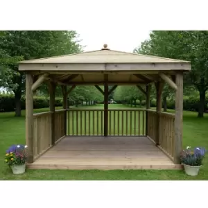 11x11 (3.5x3.5m) Square Wooden Garden Gazebo with Traditional Timber Roof