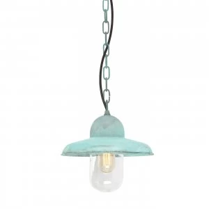 1 Light Outdoor Ceiling Chain Lantern Verdigris IP44, E27