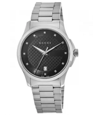 Gucci G-Timeless Black Diamond Dial Stainless Steel Unisex Watch YA126456 YA126456