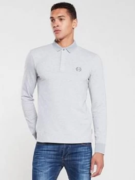 Armani Exchange Long Sleeved Logo Polo Shirt Grey Size XL Men