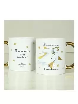 The Personalised Memento Company Personalised The Snowman Let It Snow Gold Handed Mug