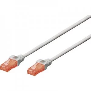 Digitus RJ45 Network cable, patch cable CAT 6 U/UTP 10.00 m Grey incl. detent