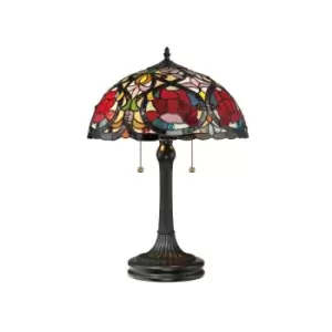 Larissa - 2 Light Tiffany Table Lamp Vintage Bronze, E27 - Elstead
