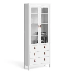 Barcelona China Cabinet 2 Doors With Glass + 3 Drawers In White