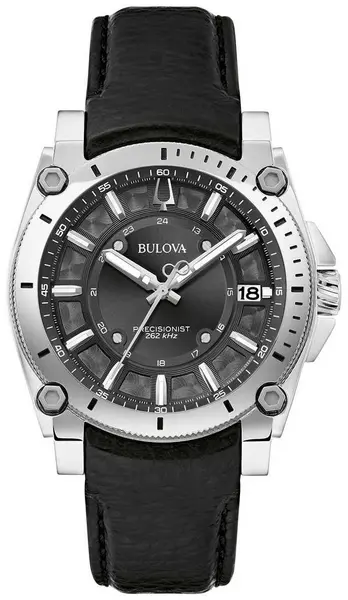 Bulova 96B416 Mens Icon (40mm) Black Dial / Black Leather Watch