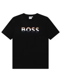 BOSS Boys Stripe Logo T-Shirt - Black, Size 14 Years