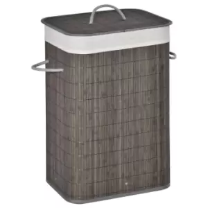 HOMCOM Collapsible Clothes Hamper with Lid Handles Removable Lining - Grey