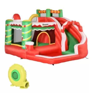 Outsunny Kids Xmas Bounce Castle Trampoline Slide Pool Climbing Wall With Inflator