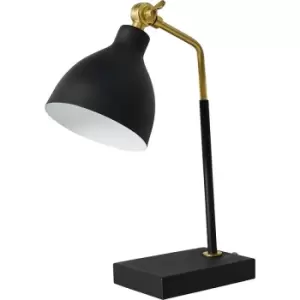 Large Table Lamp Black & Brass Light - No Bulb