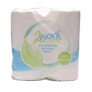 2Work White 2 Ply Toilet Roll 200 Sheets Pack of 36 KF03809