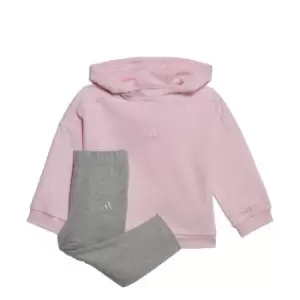 adidas Hooded Fleece Tracksuit Kids - Clear Pink / Clear Pink