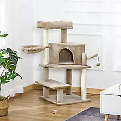 PawHut Cat Tree Tower Activity Center with Sisal Scratching Post Perch Brown