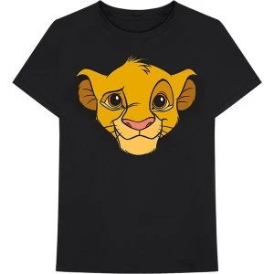 Disney - Lion King - Simba Face Unisex Large T-Shirt - Black