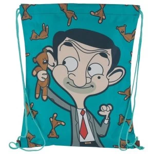 Mr Bean and Bear Cartoon Drawstring Bag