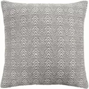 Appletree - Loft Herringbone Weave 100% Cotton Filled Cushion, Silver, 43 x 43 Cm