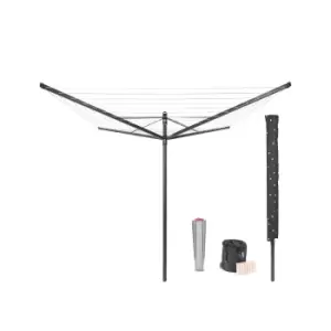 Brabantia Lift-O-Matic 50m Rotary Dryer with Ground Spike & Accessories - Anthracite