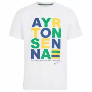 Ayrton Senna FW Mens Stripe Graphic Tee (White)
