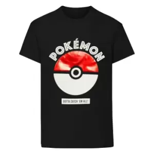 Pokemon Boys Catch Em All Pokeball T-Shirt (3-4 Years) (Black)