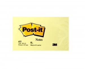 3M Post it Notes Self Adhesive 127x76mm 100 Sheets Canary Yellow