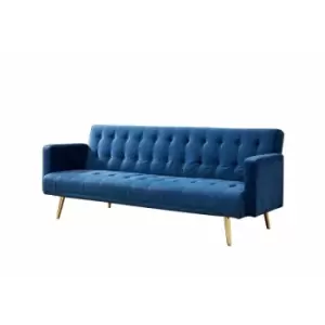Windsor Blue Velvet Sofa bed /Golden legs
